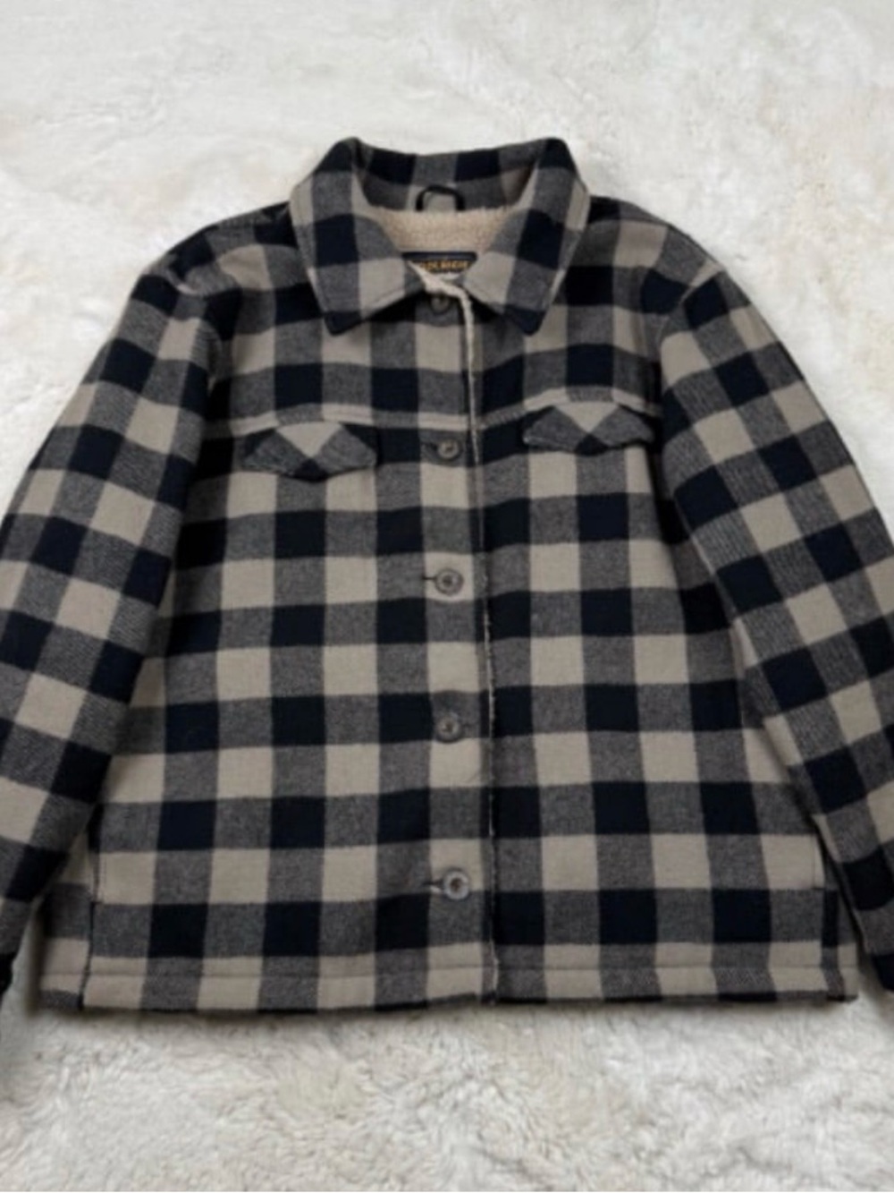 Vintage Woman Woolrich Tumbleweed Wool Buffalo Plaid Jacket Sherpa Lined, Large